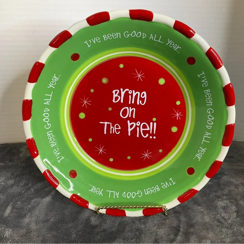 Vintage Pie Dish By Encore‎ Group 2007 Bring On The Pie Christmas Plate